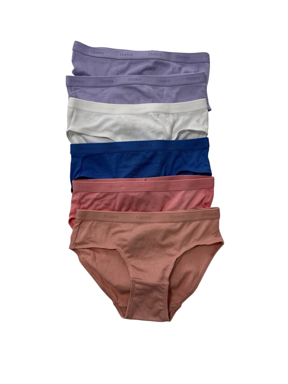 Hanes Girls 6-Pack Briefs in Lavender, White, Navy, Pink, Rose, Mauve - New